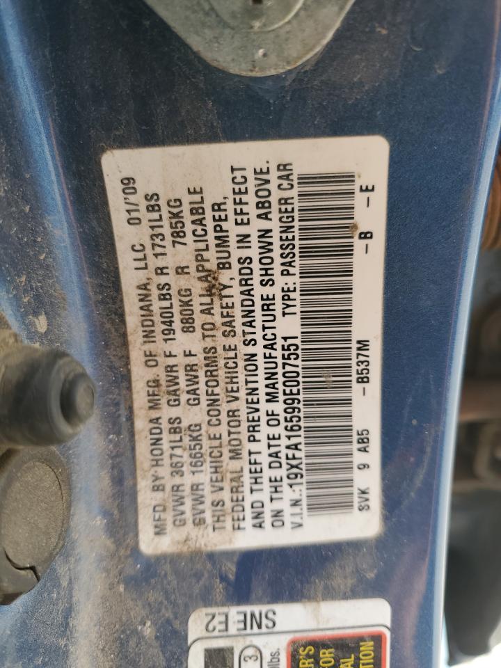 19XFA16599E007551 2009 Honda Civic Lx