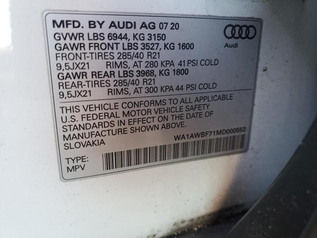 WA1AWBF71MD000553 2021 AUDI SQ7, photo no. 12