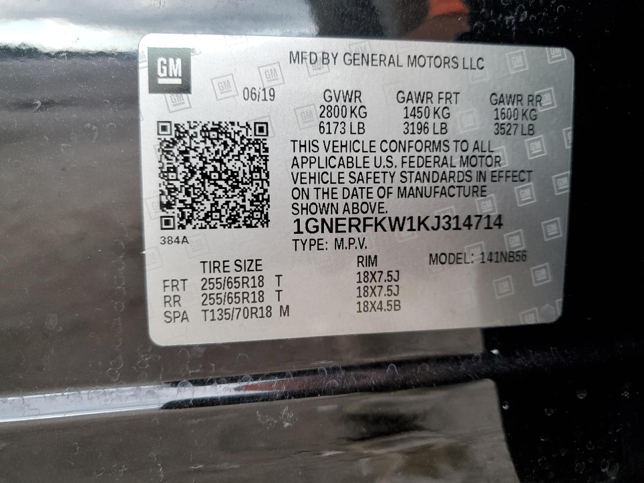 1GNERFKW1KJ314714 2019 Chevrolet Traverse Ls