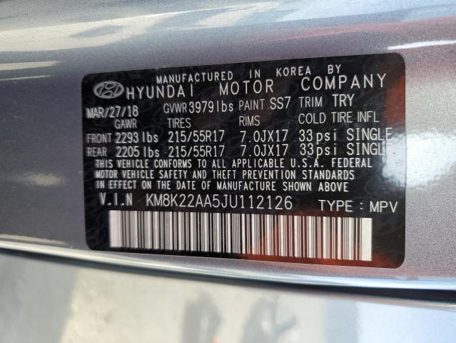 2018 HYUNDAI KONA SEL KM8K22AA5JU112126