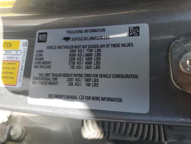 2022 GMC Yukon Xl Denali VIN: 1GKS2JKL9NR105191 Lot: 44008684