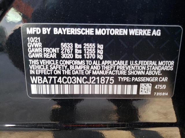 2022 BMW 740 Xi VIN: WBA7T4C03NCJ21875 Lot: 42527854