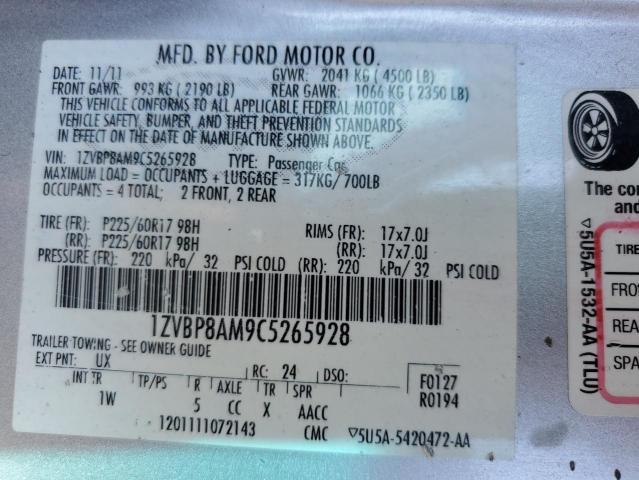 2012 Ford Mustang VIN: 1ZVBP8AM9C5265928 Lot: 40603154