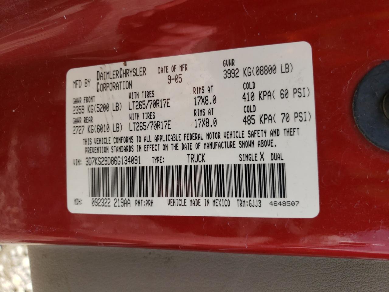3D7KS29D86G134091 2006 Dodge Ram 2500