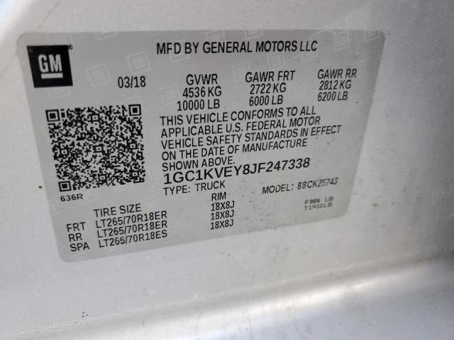 2018 CHEVROLET SILVERADO 1GC1KVEY8JF247338