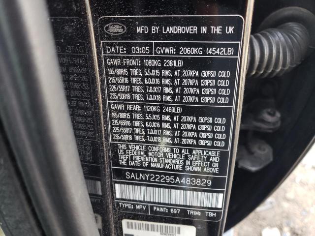 2005 Land Rover Freelander Se VIN: SALNY22295A483829 Lot: 44024594