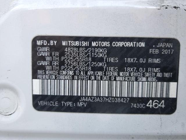 2017 MITSUBISHI OUTLANDER JA4AZ3A37HZ038427