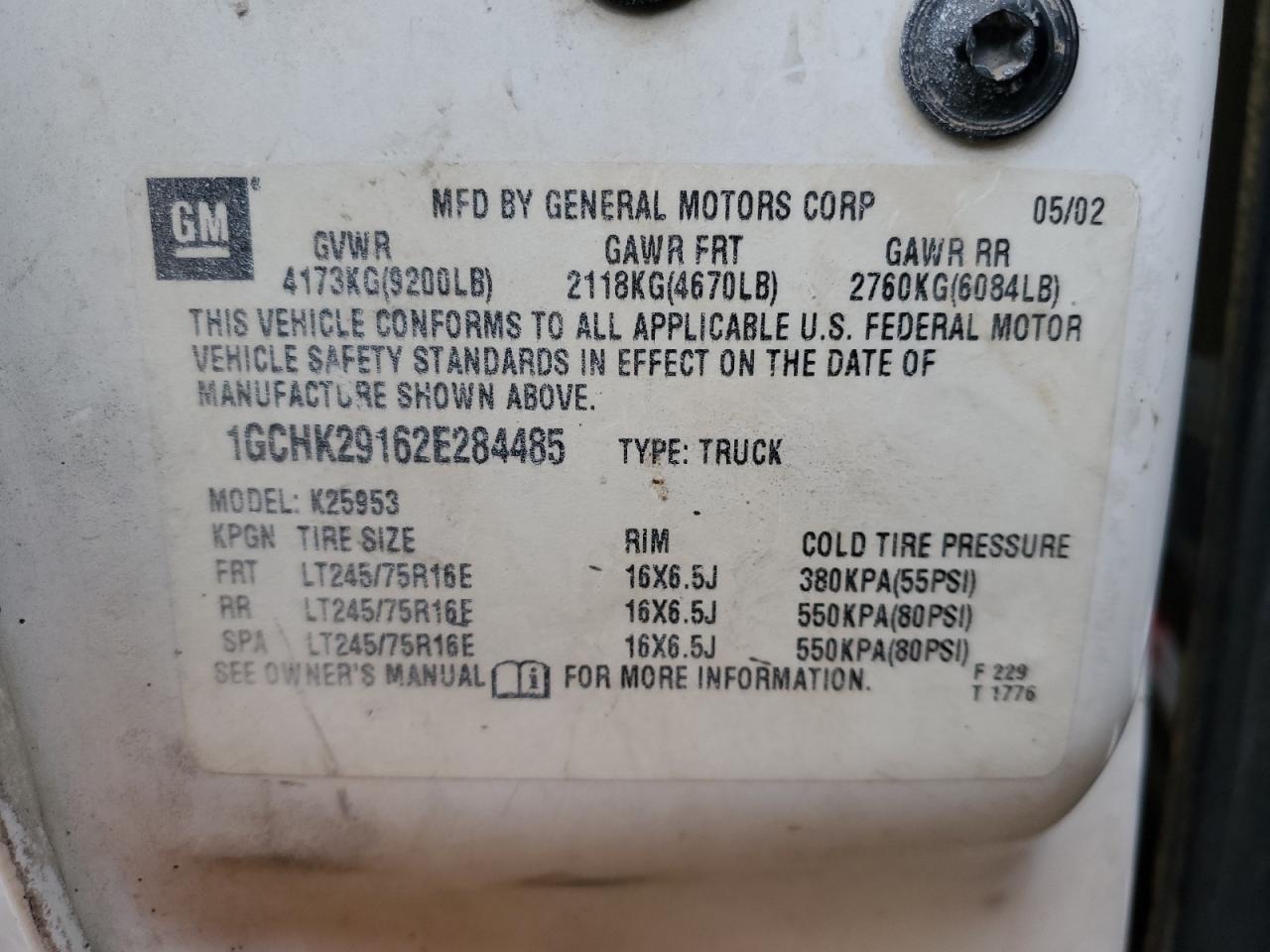 1GCHK29162E284485 2002 Chevrolet Silverado K2500 Heavy Duty