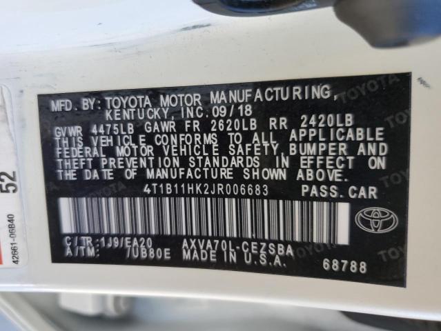 2018 TOYOTA CAMRY L 4T1B11HK2JR006683