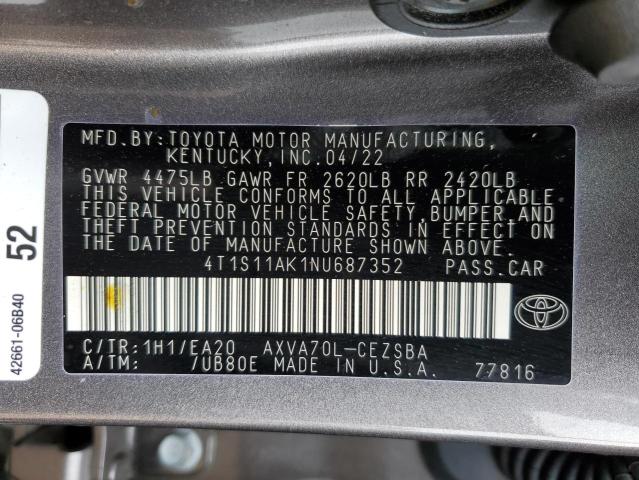 2022 TOYOTA CAMRY NIGH - 4T1S11AK1NU687352