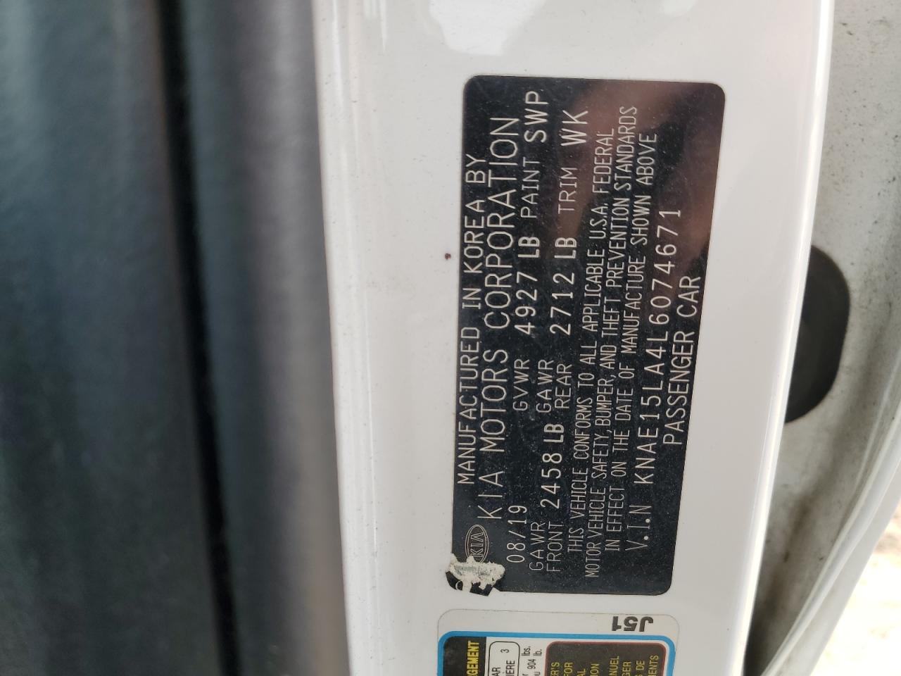 KNAE15LA4L6074671 2020 Kia Stinger