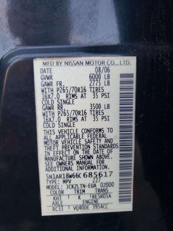 5N1AR18W66C685617 2006 Nissan Pathfinder Le