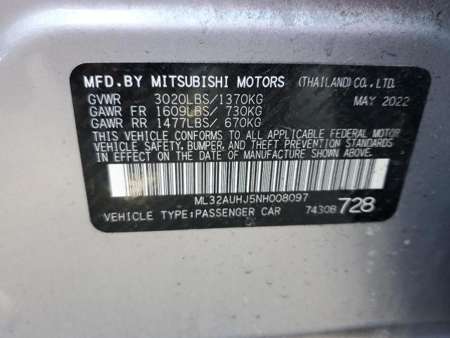2022 MITSUBISHI MIRAGE ML32AUHJ5NH008097