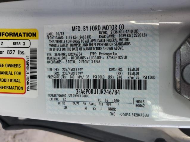 3FA6P0RU1JR246784 2018 FORD FUSION - Image 13