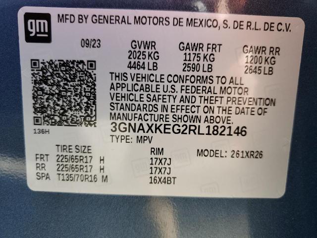 2024 CHEVROLET EQUINOX LT 3GNAXKEG2RL182146