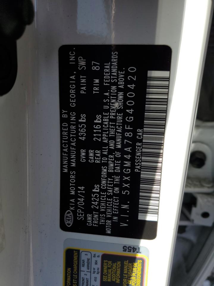 5XXGM4A78FG400420 2015 Kia Optima Lx