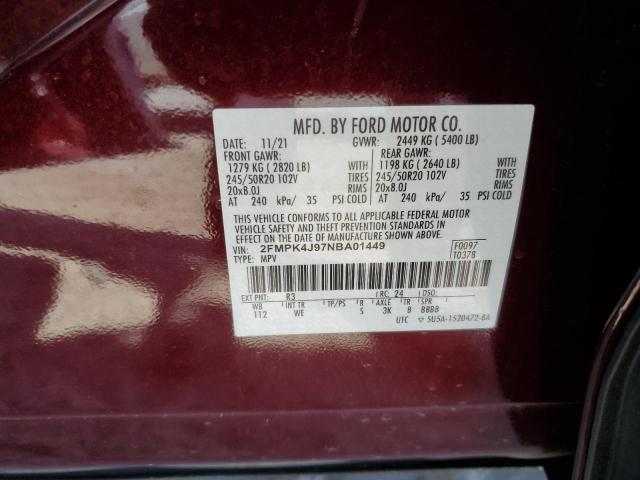 2FMPK4J97NBA01449 2022 FORD EDGE, photo no. 12