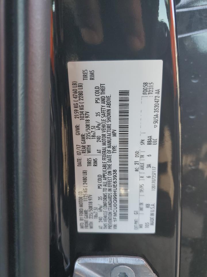 2017 Ford Escape Se vin: 1FMCU0G99HUE63938