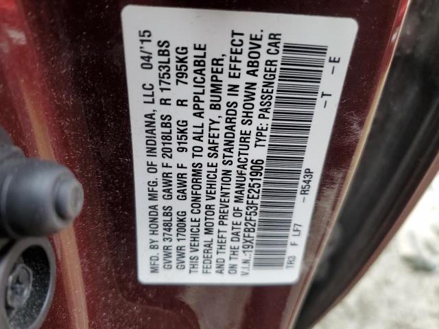 2015 HONDA CIVIC LX 19XFB2F53FE251906
