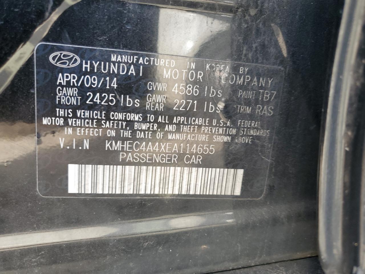 KMHEC4A4XEA114655 2014 Hyundai Sonata Hybrid