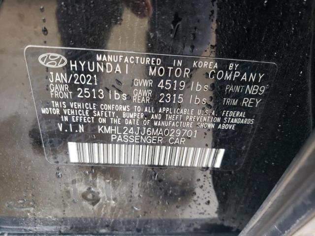 2021 Hyundai Sonata Hybrid VIN: KMHL24JJ6MA029701 Lot: 41066874