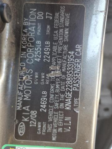 2009 Kia Optima Lx VIN: KNAGE228895331954 Lot: 44306864