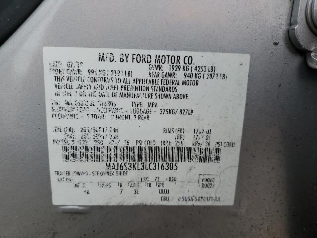 2020 Ford Ecosport Titanium VIN: MAJ6S3KL3LC316305 Lot: 42196904