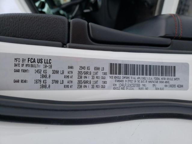 2019 JEEP GRAND CHER - 1C4RJFLG1KC527269