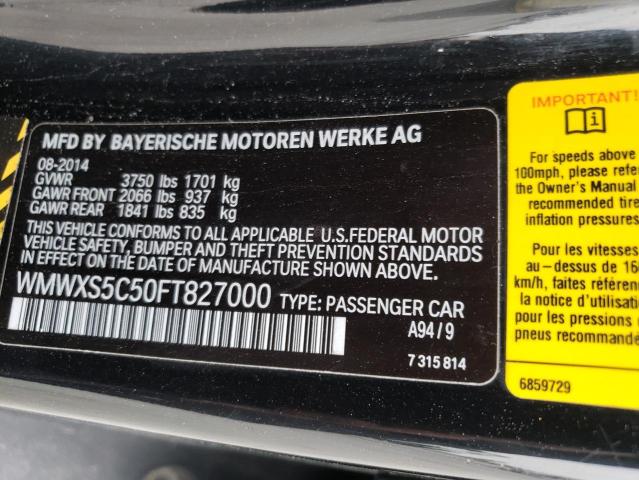 2015 Mini Cooper VIN: WMWXS5C50FT827000 Lot: 44901004