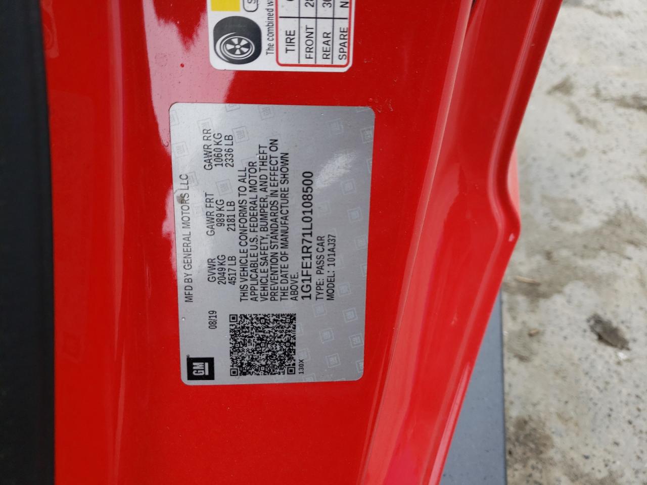 1G1FE1R71L0108500 CHEVROLET CAMARO 2020