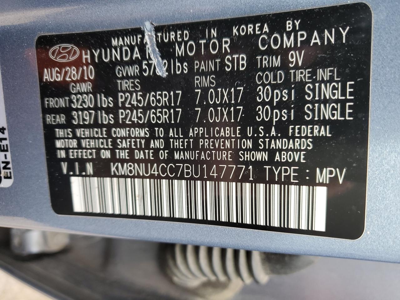 KM8NU4CC7BU147771 2011 Hyundai Veracruz Gls
