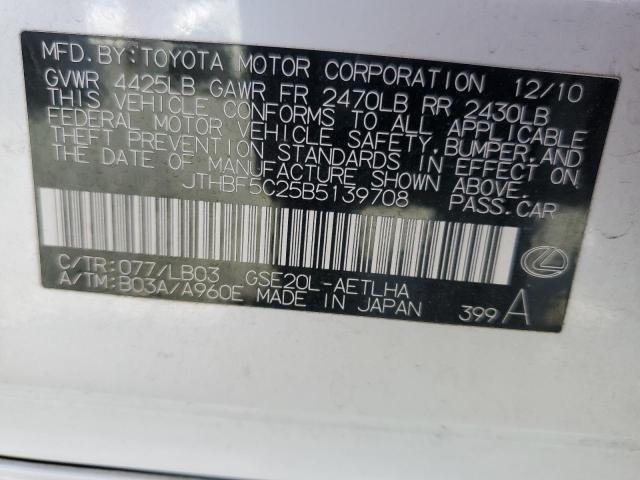 2011 Lexus Is 250 VIN: JTHBF5C25B5139708 Lot: 42705224