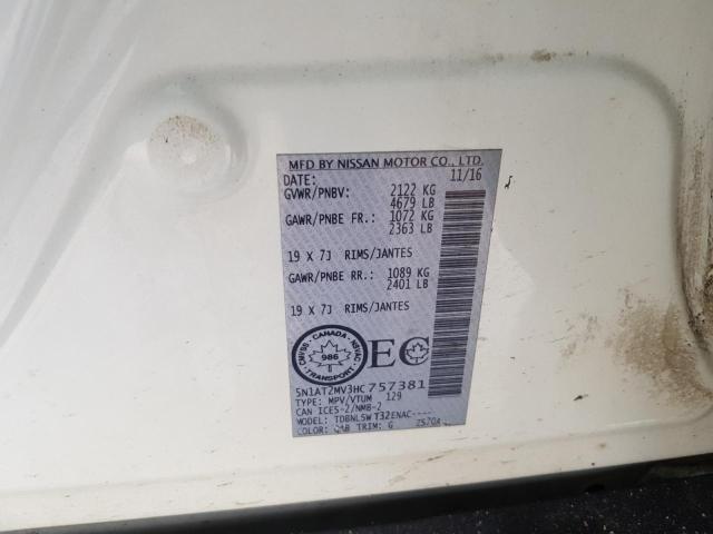 2017 NISSAN ROGUE SV 5N1AT2MV3HC757381