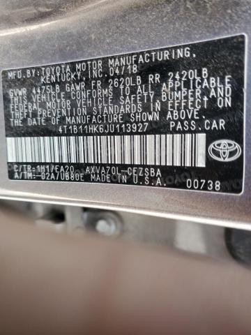 2018 TOYOTA CAMRY L 4T1B11HK6JU113927