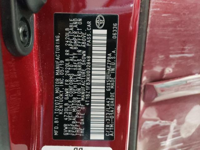 2019 TOYOTA AVALON XLE 4T1BZ1FB3KU032848