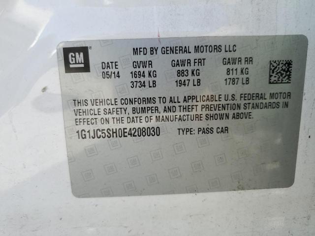 2014 Chevrolet Sonic Lt VIN: 1G1JC5SH0E4208030 Lot: 44164904