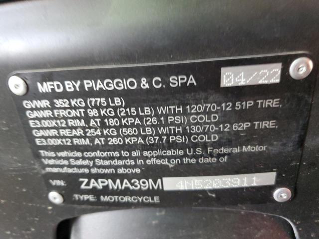 2022 VESPA GTS ZAPMA39M4N5203911