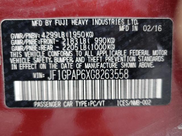 2016 SUBARU IMPREZA SP - JF1GPAP6XG8263558