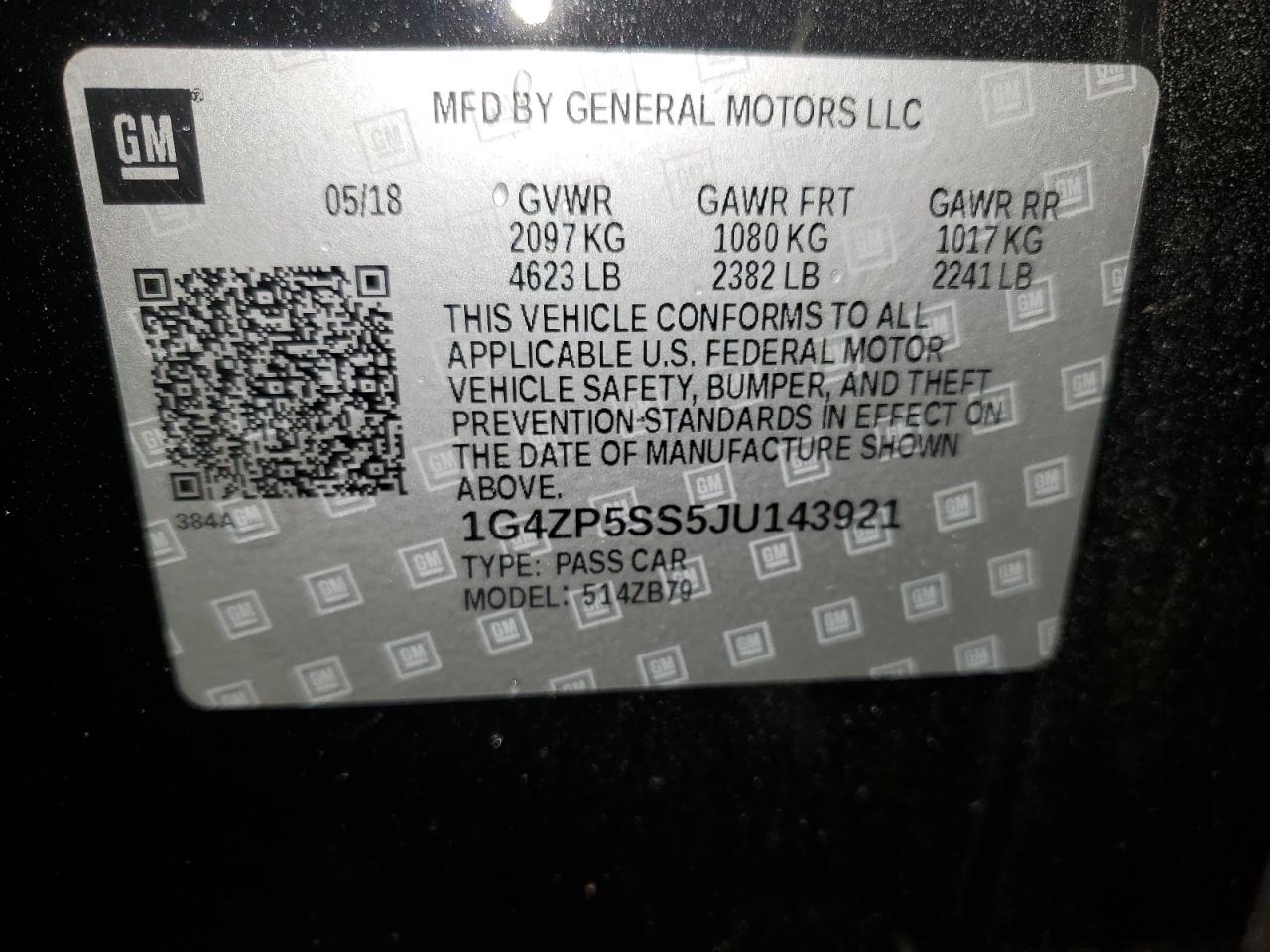 1G4ZP5SS5JU143921 2018 Buick Lacrosse Essence