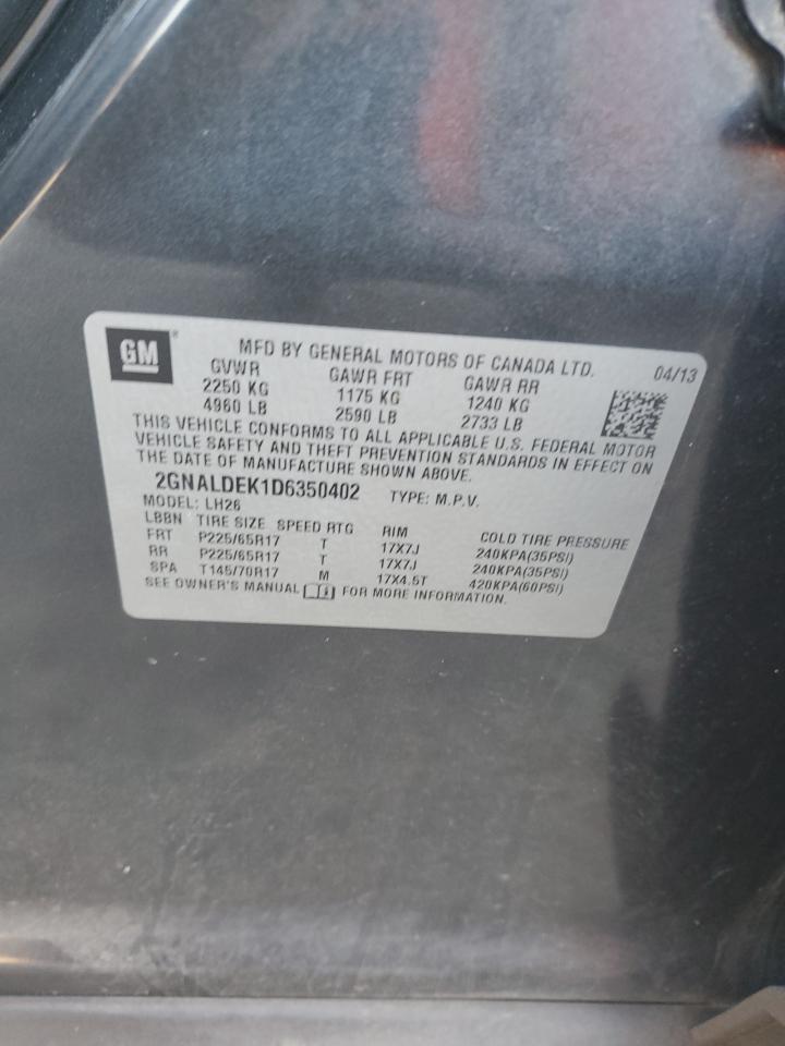 2GNALDEK1D6350402 2013 Chevrolet Equinox Lt