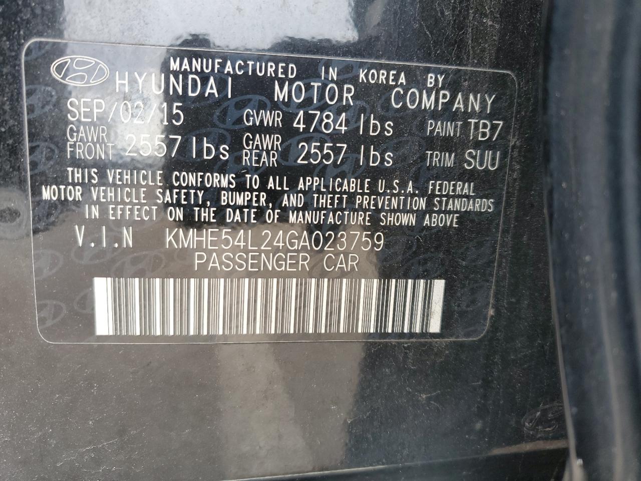 KMHE54L24GA023759 2016 Hyundai Sonata Plug-In Hybrid