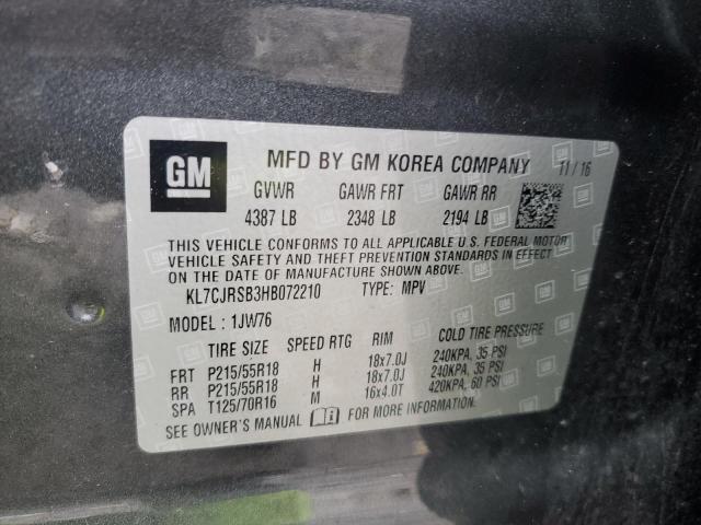 2017 CHEVROLET TRAX PREMI KL7CJRSB3HB072210