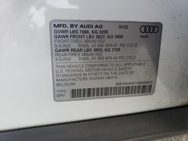 2022 AUDI E-TRON SPO WA13AAGE1NB038473