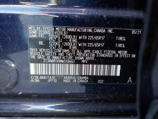 2021 TOYOTA RAV4 XLE 2T3RWRFV4MW119443