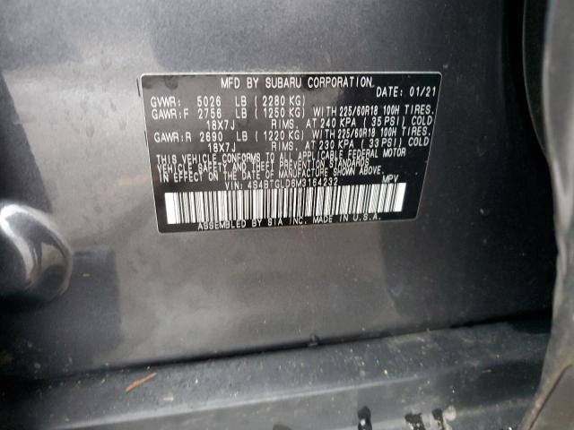 2021 SUBARU OUTBACK ON 4S4BTGLD6M3164232