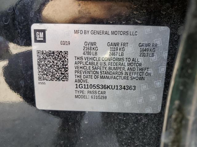 2019 CHEVROLET IMPALA PRE 1G1105S36KU134363