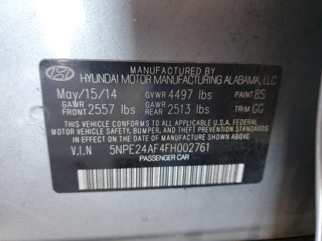 5NPE24AF4FH002761 2015 Hyundai Sonata Se