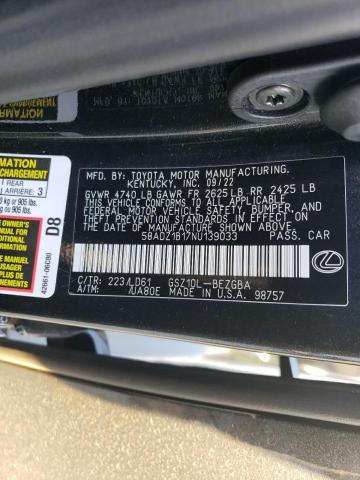 2022 LEXUS ES 350 BAS 58ADZ1B17NU139033