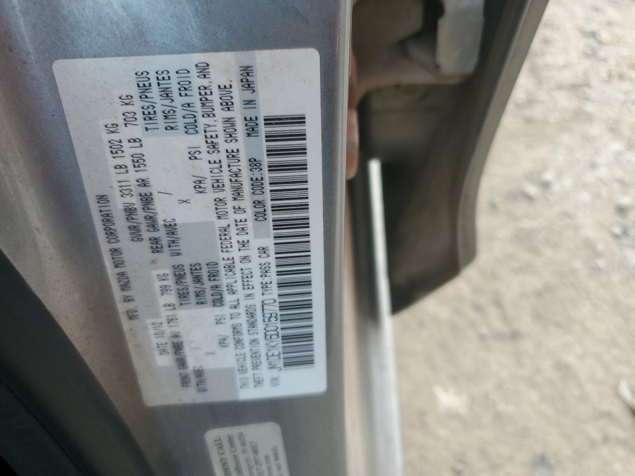 JM1DE1KY6D0159770 2013 Mazda Mazda2