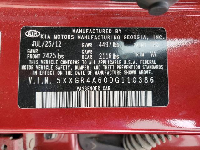 5XXGR4A60DG110386 2013 Kia Optima Sx